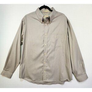 Eddie Bauer Men's Wrinkle Resistant Button-Down Shirt Size L Brown Cream Striped
